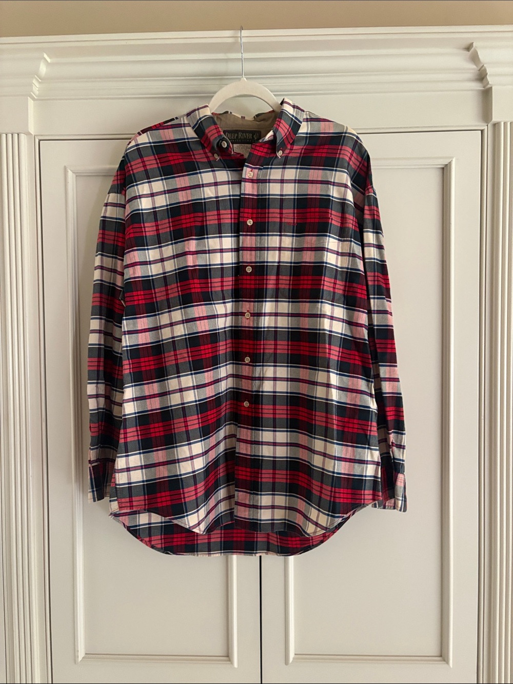Southern Tide Red, Navy & White Plaid Button-Down Shirt